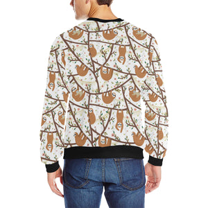 Sloths hanging on the tree pattern Men's Crew Neck Sweatshirt