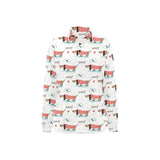 Cute dachshund bone pattern Women's Long Sleeve Polo Shirt