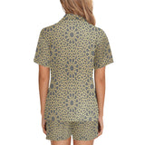 arabic star gold pattern Women's V-Neck Short Pajama Set