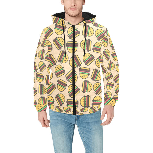 Hamburger Pattern Print Design 01 Men's Padded Hooded Jacket