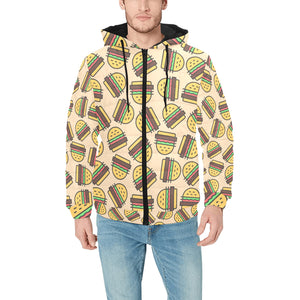 Hamburger Pattern Print Design 01 Men's Padded Hooded Jacket