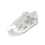 Square floral indian flower pattern Men's Low Top Canvas Shoes White