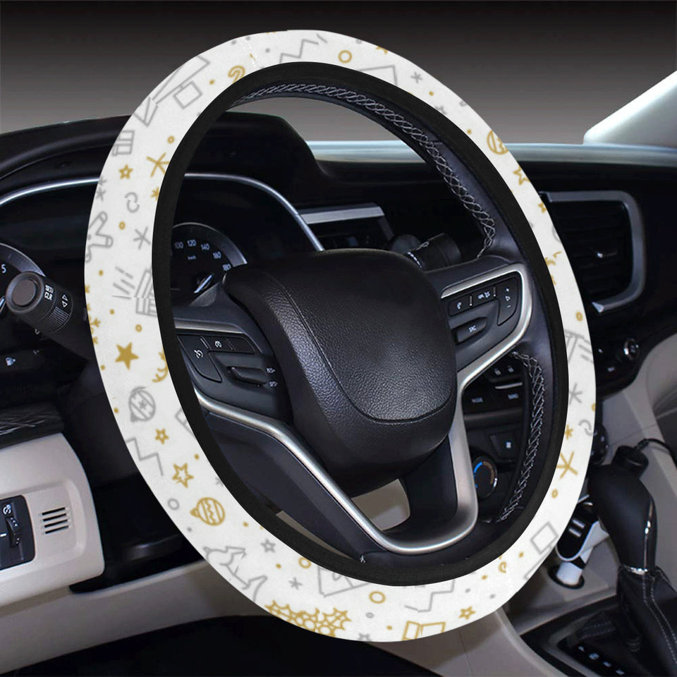 Christmas tree Christmas element Silver gold patte Car Steering Wheel Cover