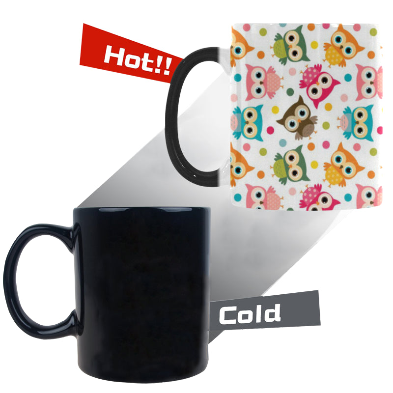 Color cute owl pattern Morphing Mug Heat Changing Mug