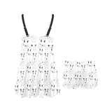 Bull Terrier Pattern Print Design 02 Chest Sexy Pleated Two Piece Swim Dress