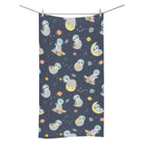 Cute sloth astronaut star planet rocket pattern Bath Towel