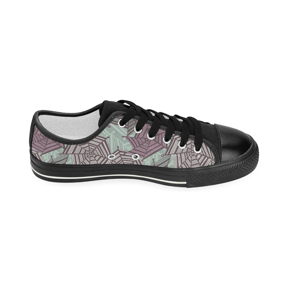 Spider web cobweb design color pattern Women's Low Top Canvas Shoes Black