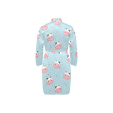 Cute cow flower pattern Men's Long Sleeve Belted Night Robe