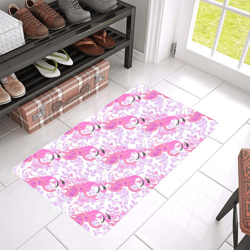 Pink flamingo flower pattern Doormat