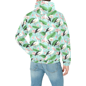 Pelican Pattern Print Design 01 Men's Padded Hooded Jacket