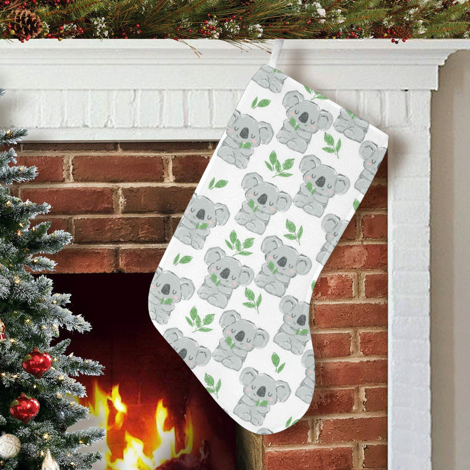 Hand drawn Koala leaves pattern Christmas Stocking