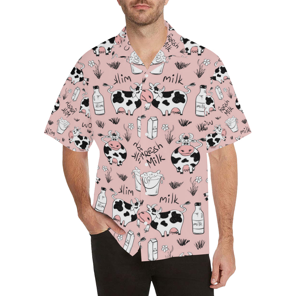 Cows milk product pink background Men's All Over Print Hawaiian Shirt