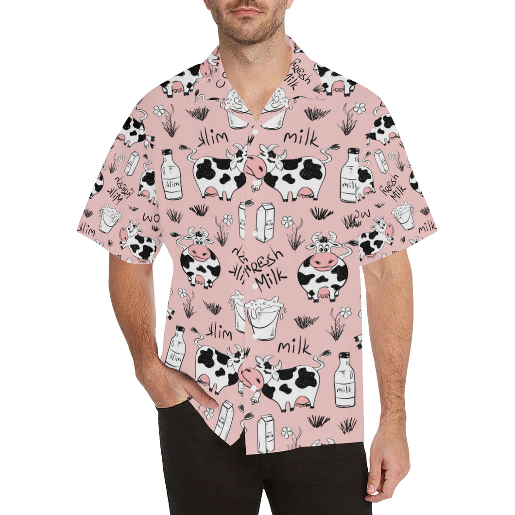 Cows milk product pink background Men's All Over Print Hawaiian Shirt