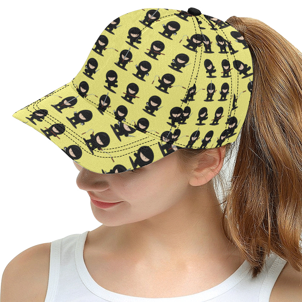 Cute ninja yellow background All Over Print Snapback Cap