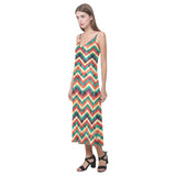 zigzag  chevron colorful pattern V-Neck Open Fork Long Dress