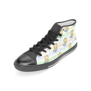 Cute hand drawn mermaid Women's High Top Canvas Shoes Black
