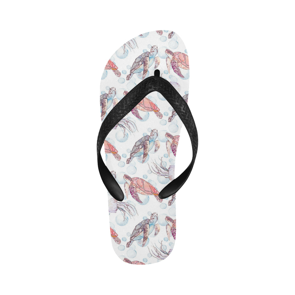 Watercolor sea turtle jellyfish pattern Unisex Flip Flops