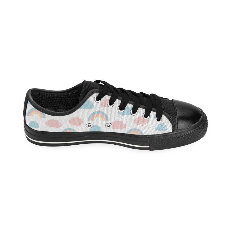 Cute rainbow clound pattern Men's Low Top Canvas Shoes Black