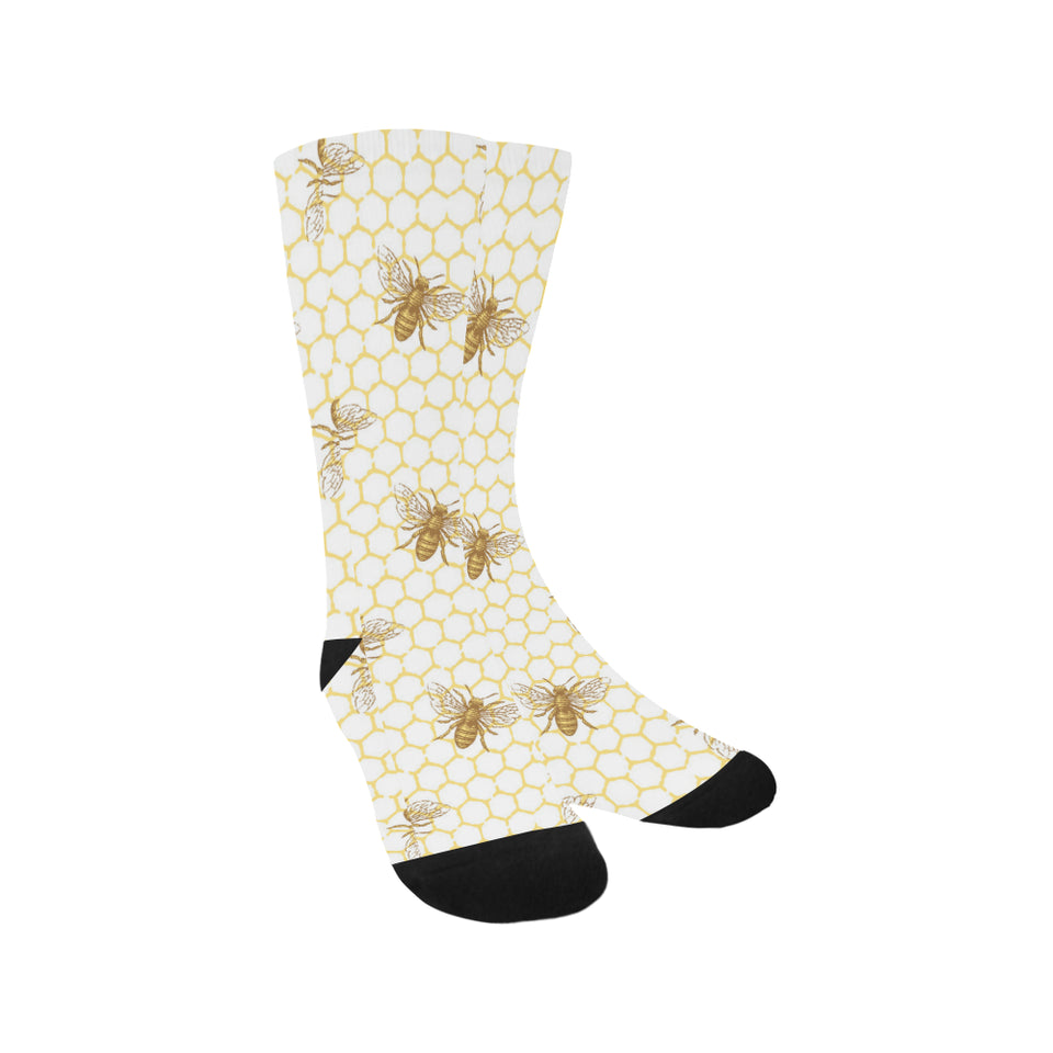 Bee honeycomb seamless design pattern Crew Socks