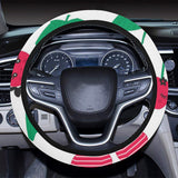 cherry pattern white background Car Steering Wheel Cover