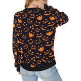Halloween pattern Pumpkin background Women's Crew Neck Sweatshirt