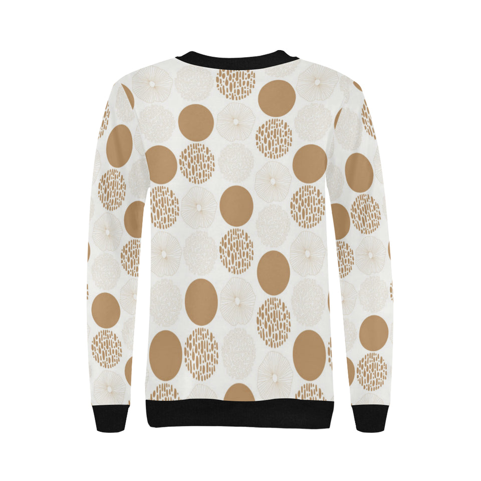 Gold Texture mushroom pattern Women's Crew Neck Sweatshirt