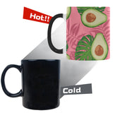 Avocado slices leaves pink back ground Morphing Mug Heat Changing Mug