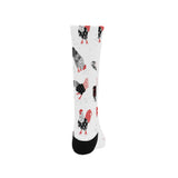 Cool rooster chicken cock floral ornament backgrou Crew Socks