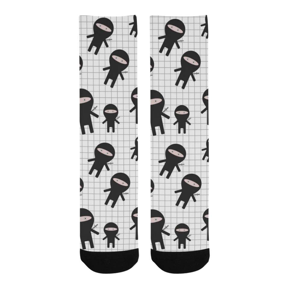 Ninja pattern plaid background Crew Socks