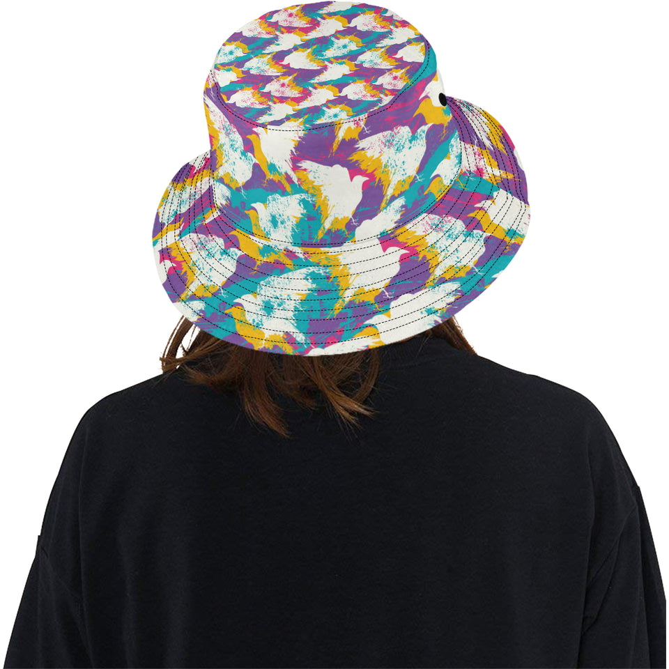Colorful crow illustration pattern Unisex Bucket Hat