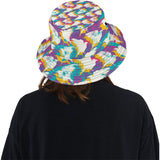 Colorful crow illustration pattern Unisex Bucket Hat