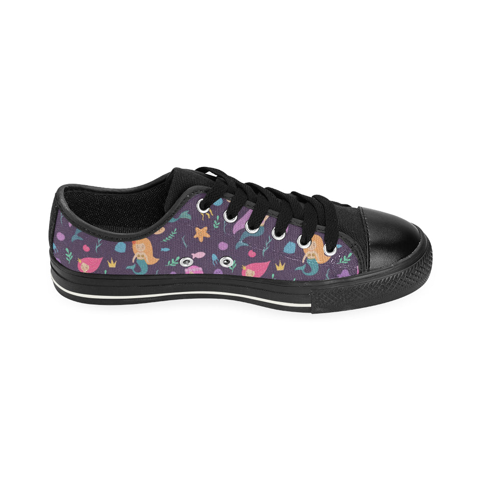 beautiful mermaid Fish jellyfish algae other marin Men's Low Top Canvas Shoes Black