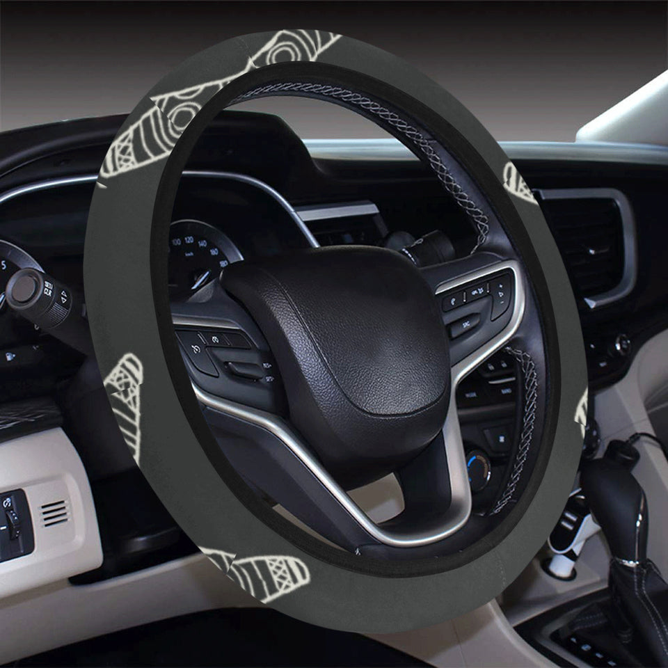 Hand drawn boomerang Australian aboriginal ornamen Car Steering Wheel Cover