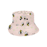 Cute bee flower pattern pink background Unisex Bucket Hat