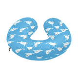 Cute sea lion seal pattern background U-Shaped Travel Neck Pillow