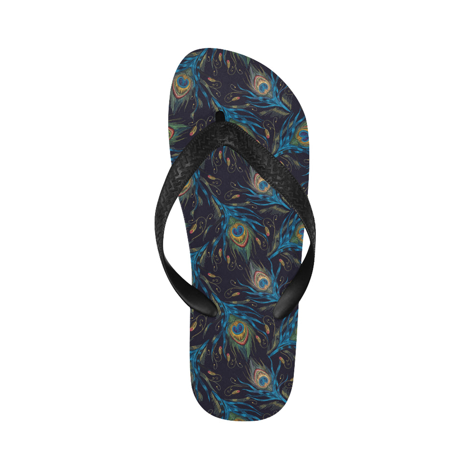 Beautiful peacock feather pattern Unisex Flip Flops