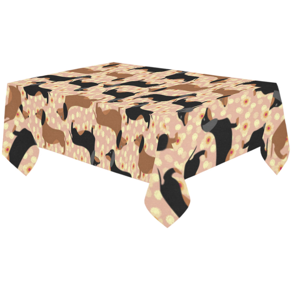 Dachshund floral background Tablecloth