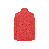 strawberry pattern red background Women's Long Sleeve Polo Shirt