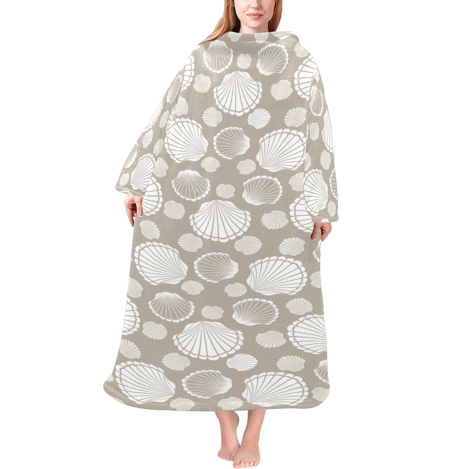 Scallop shell pattern Blanket Robe with Sleeves