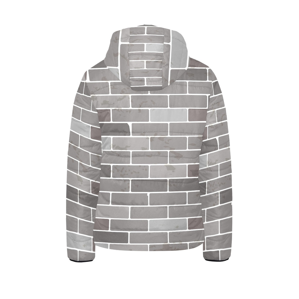 Brick Printed Pattern Print Design 05 Kids' Boys' Girls' Padded Hooded Jacket