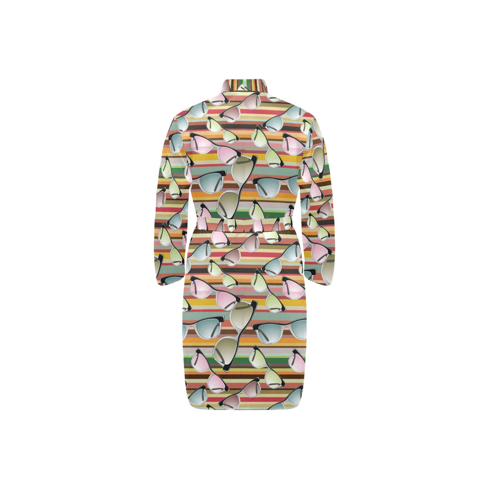 Sun Glasses Pattern Print Design 02 Men's Long Sleeve Belted Night Robe