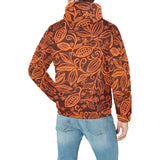 cacao beans tribal polynesian pattern Men's Padded Hooded Jacket