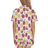 Passion fruit design pattern Women's V-Neck Short Pajama Set