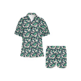 Pelican Pattern Print Design 03 Women's V-Neck Short Pajama Set
