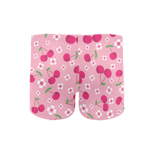 cherry flower pattern pink background Men's Swimming Trunks