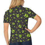 Alien Pattern Print Design 02 Women's All Over Print Polo Shirt