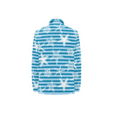 Starfish blue blackground Women's Long Sleeve Polo Shirt