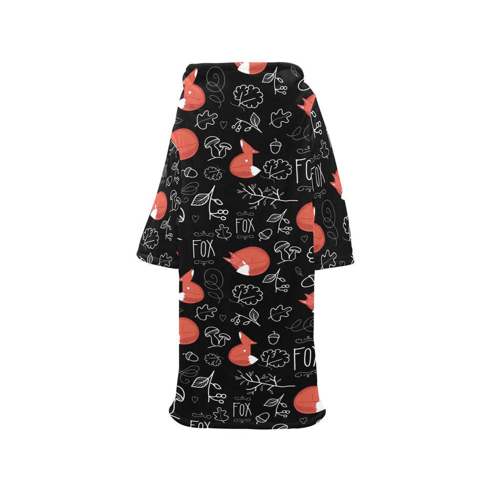 fox sleeping fox pattern Blanket Robe with Sleeves