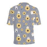 Cute hamster sunflower pattern background Men's All Over Print Polo Shirt