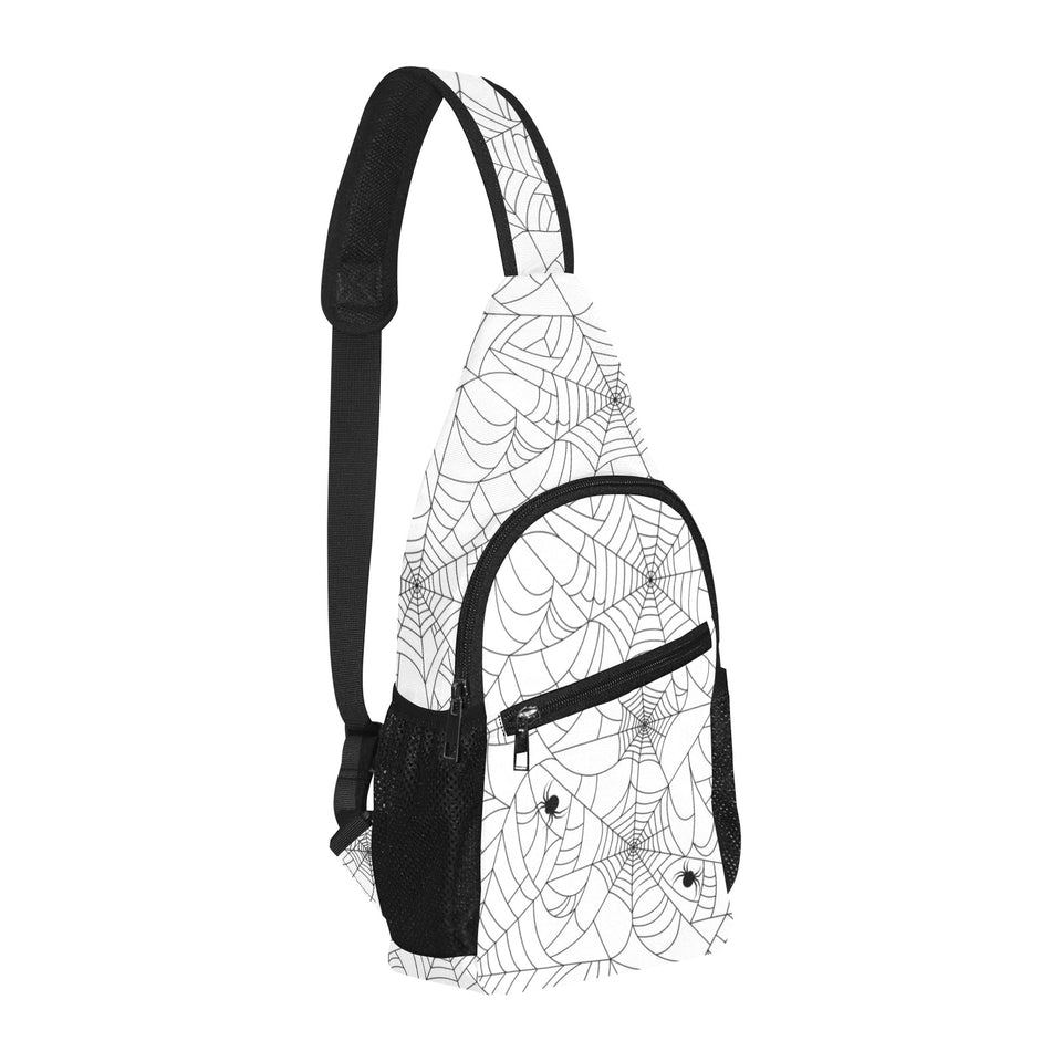 Spider web cobweb pattern white background All Over Print Chest Bag